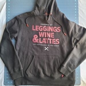 Black Hoodie By Vixxon Powered By Leggings Wine & Lattes Mom Life Medium
